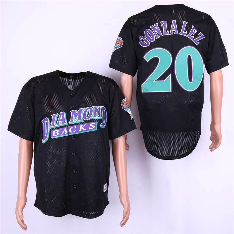 Men Arizona Diamondback 20 Gonzalez Black MLB Jerseys